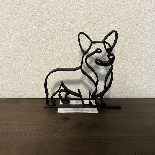 Customer photo of Corgi Line Art Sculpture in their home