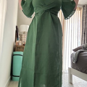White Linen Wrap Dress  Maxi Boho Wedding Guest Dress  Minimalist Bridal  Gown  Resortwear V Neck Long Sleeve - Easy Outfit AGRA - Etsy