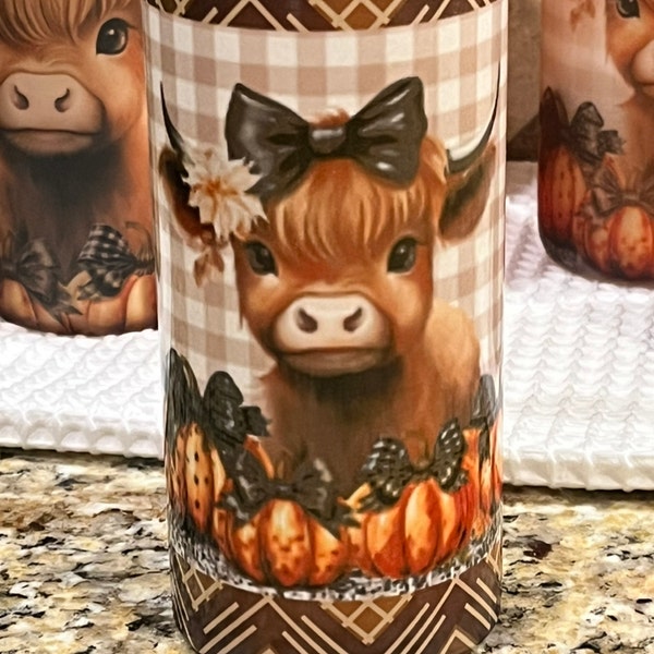 Cute Baby Highland Cow Fall Pumpkins 20 Oz Tumbler Wrap - Etsy