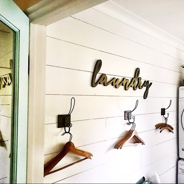 Laundry Letters Laundry Word Cutout Wooden Letters Sign Wall Hanging Room Decor ...
