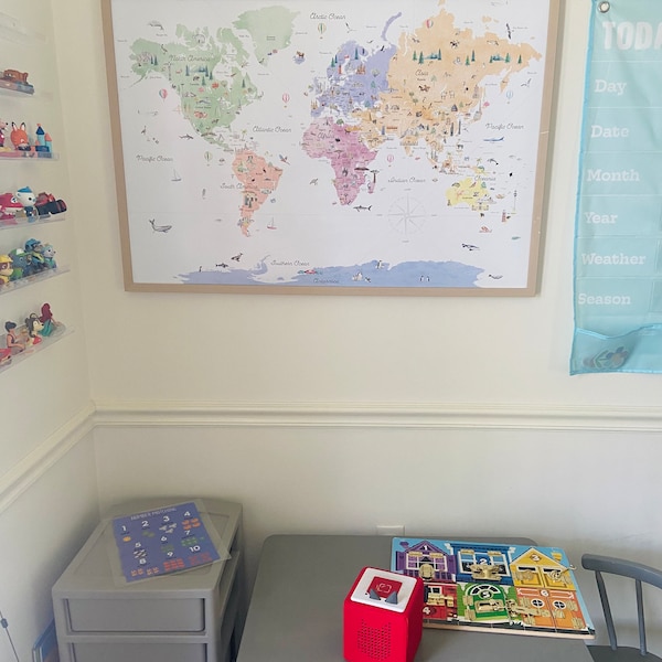 Pastels Educational World Map Printable | Kids World Map | Nursery ...