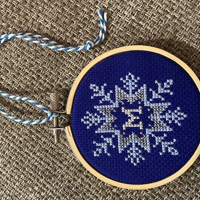 Initial Ornament Cross Stitch Pattern, Monogram Ornament, Christmas ...