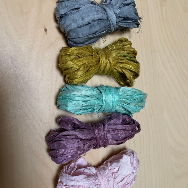 Sari Silk Ribbon , Chiffon Silk Ribbon . Recycled Sari/ Chiffon Silk ...