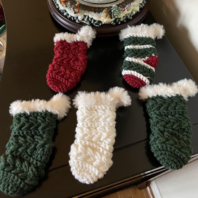 A customer's finished Wheat Stitch Mini Stocking Crochet Pattern