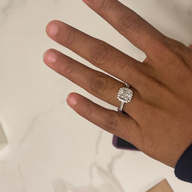 2.3 Ctw Cushion Halo Engagement Ring, Bridal Ring, 2ct