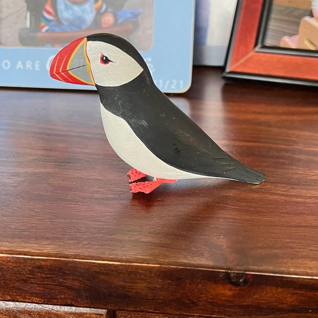 Hand Carved Wooden Mini Puffin – 4.25