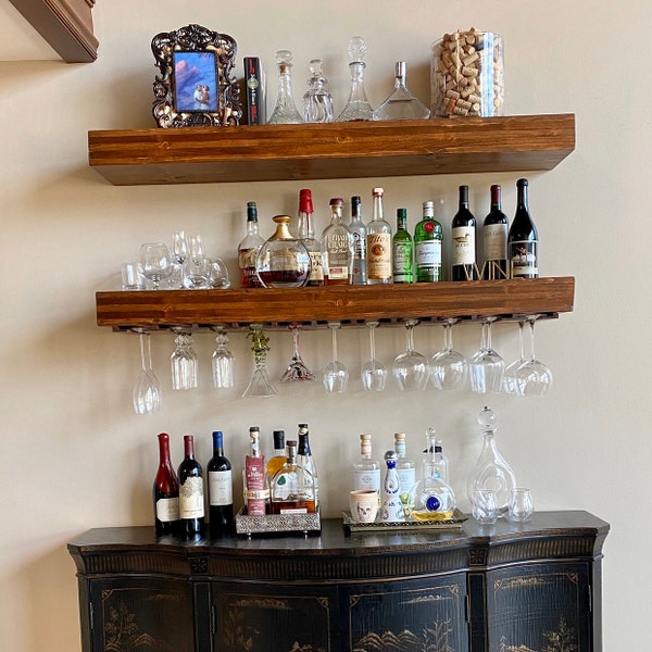 SET OF 2 Floating Wine Glass Shelves, Shelf for Wine Glasses, Wine ...
