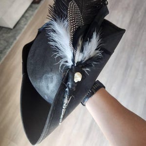 Black Gothic Pirate Tricorne Hat of Death. Brixham N display picture 2