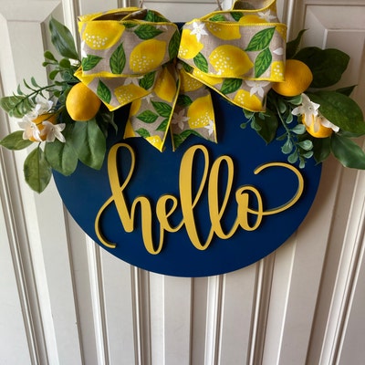 Hello Lemon Door Hanger for Spring Summer - Etsy