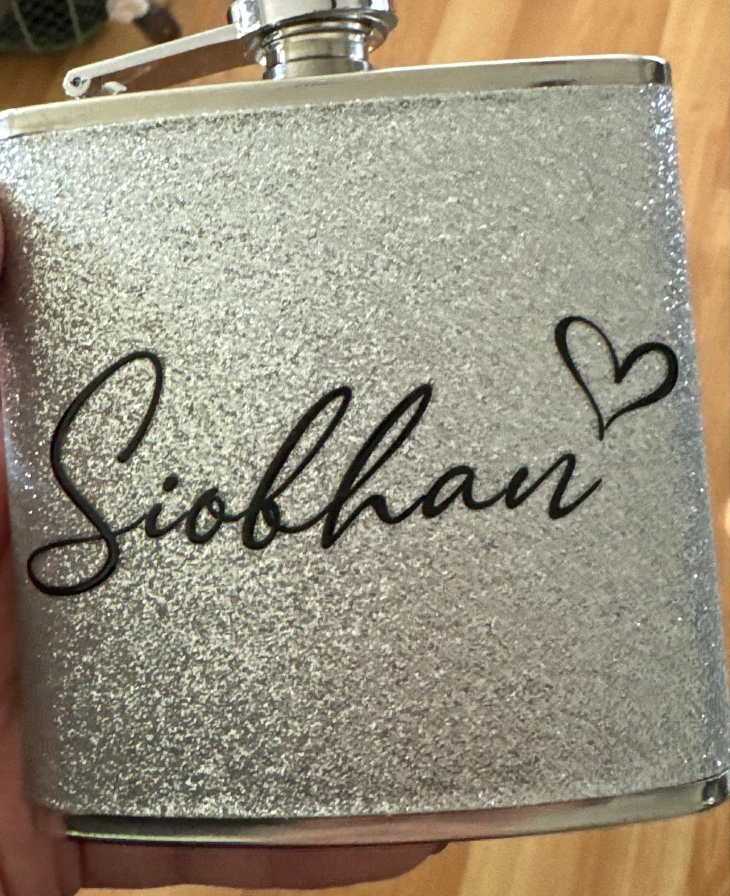 Personalized Flask, Glitter Stainless Steel 6 oz Hip Flask, Gifts for Bridesmaids, Bridesmaid Suggestions, Bridal Party