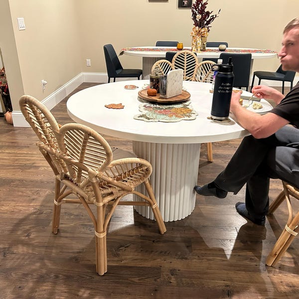 SIENNA - Custom Round Dining Table Fluted Base Pedestal Solid Wood ...