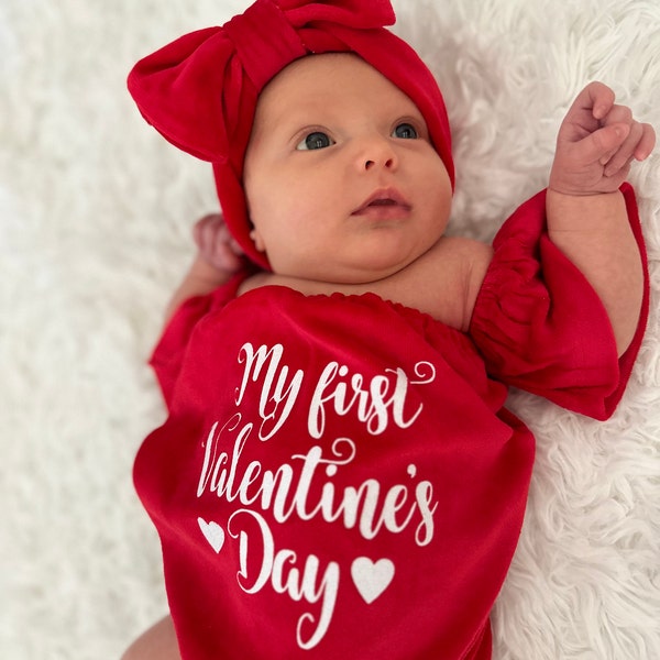 Valentine Check Footed Romper Baby Bundle