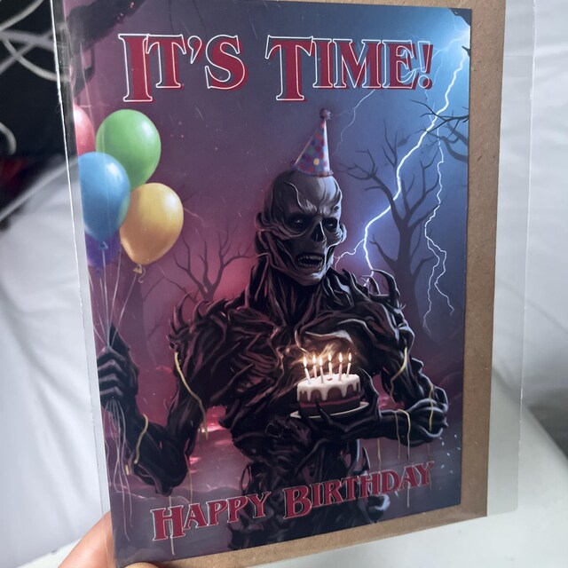 Stranger Things Inspired Birthday Card - It's Time - Vecna - Funny