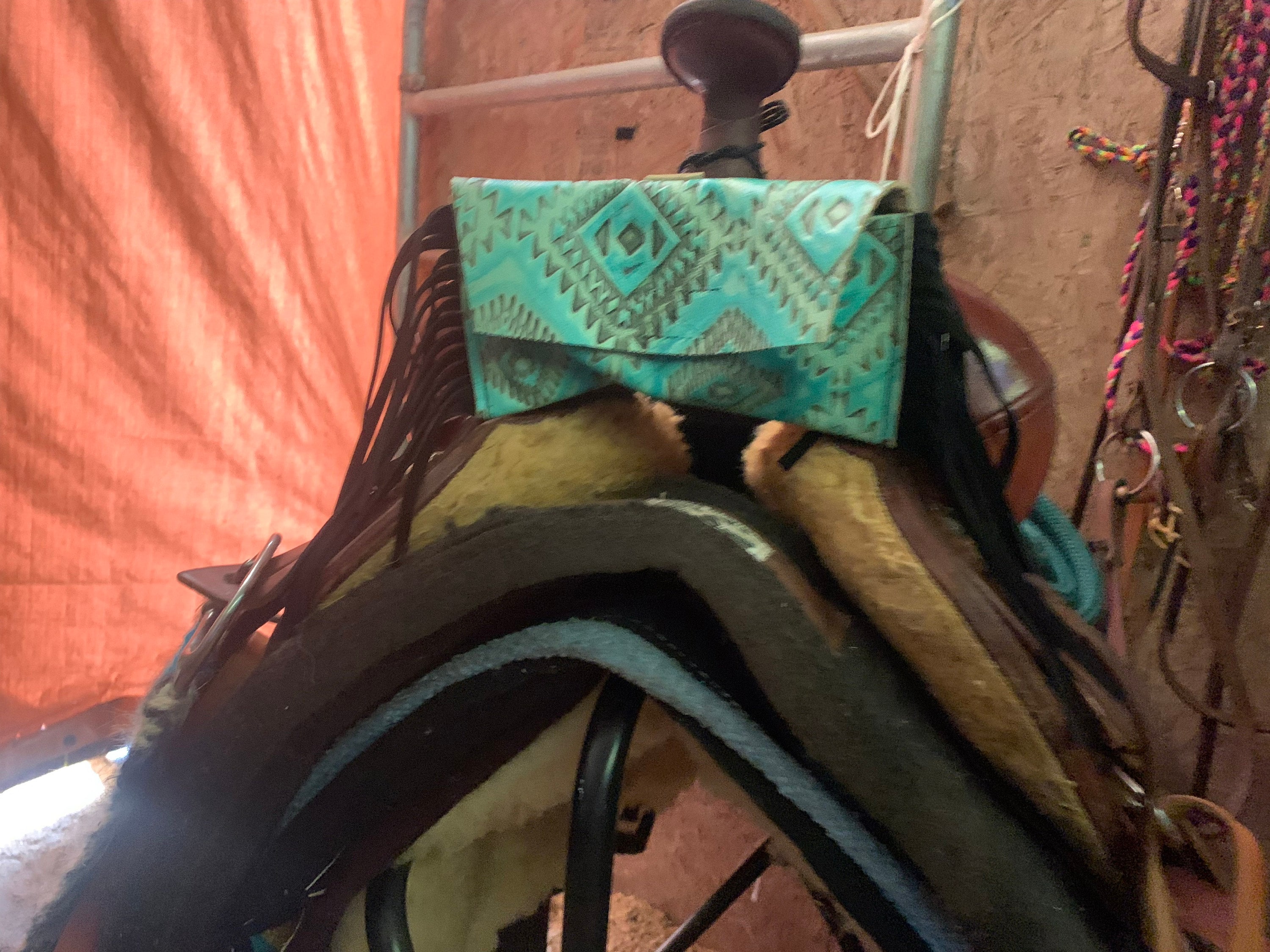 Leather Saddle phone holder Saddle sack Pommel bag phone pouch Western phone case