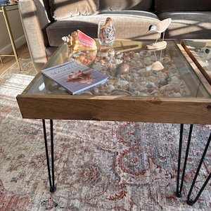 Rustic Display Table With Removable Glass Top - 100% Made in the