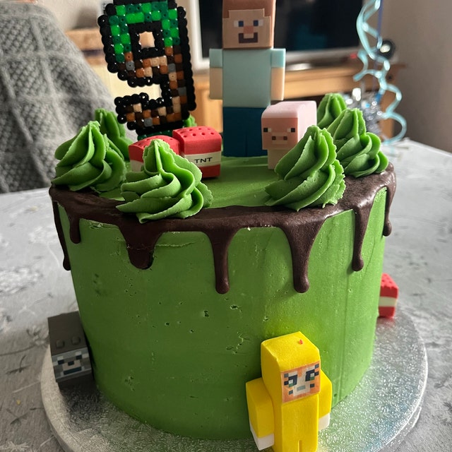 Décoration de gâteau d'âge d'anniversaire de style Minecraft -  France