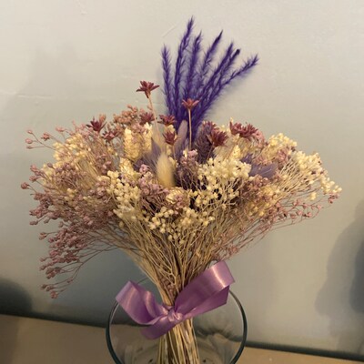 Bunch DKD Home Decor Pink Brown White Dried flower (2 Units) (30 x 30 x 65 cm)