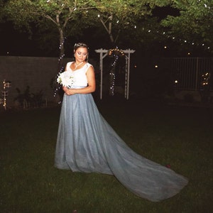 Dusty Blue Tulle Train Skirt /maternity Dress Gown/photo Shoot - Etsy