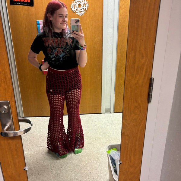 Flare Pants Pattern Rave Crochet Mesh Flare Pants Pattern W/pictures - Etsy