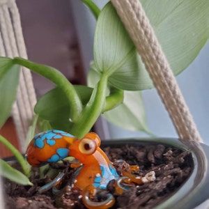 ヴェネツィア　タコ ガラスオブジェ 吹きガラスのオレンジと青のタコのガラスの置物 タコのガラスの海の