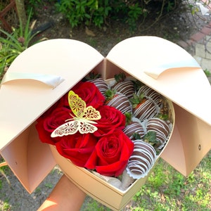 USA-SALES - Caja de estilo europeo de calidad premium con forma de corazón,  caja de regalo floral, para arreglos de flores de estilo lujoso