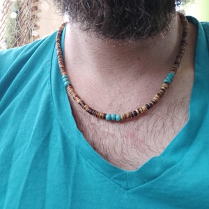 Mens Beaded Necklace. Mens Necklace. Surfer Style Necklace. Mens ...