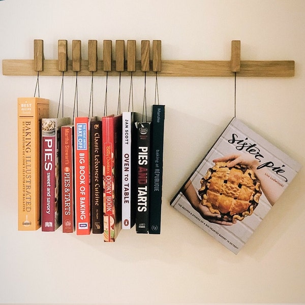 Book Rack in Oak by AGUSTAV / Original Design Floating Bookshelf / Pins ...