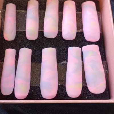 White French Tip Press on Nails, Press Ons French Tip, Blue Nails, White Nails , Long Nails - Etsy