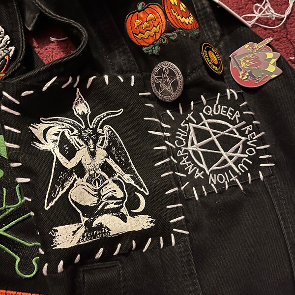 Satanic Baphomet Patch - Punk DIY Pentagram Leftover Crack Occult ...