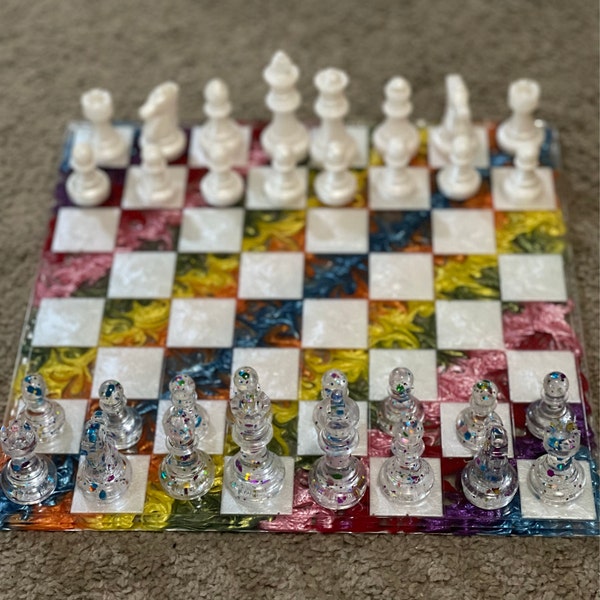 Custom Resin Rainbow Chess Set - Etsy