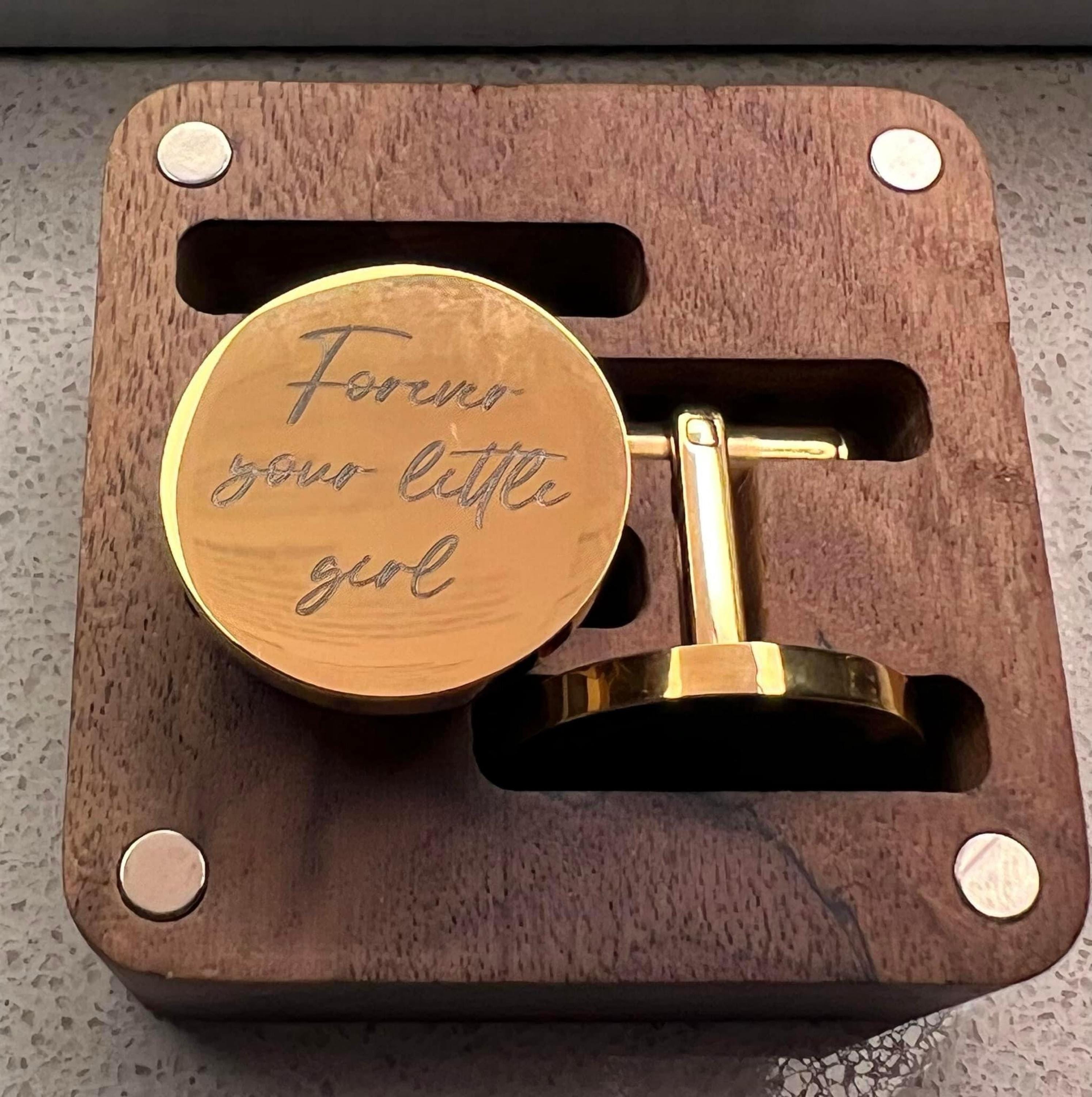 Custom Metal Cufflinks - Engraved Box Optional, Wedding Day Cuff links for Groom Dad Father of the Bride gift, Anniversary Gift for Husband