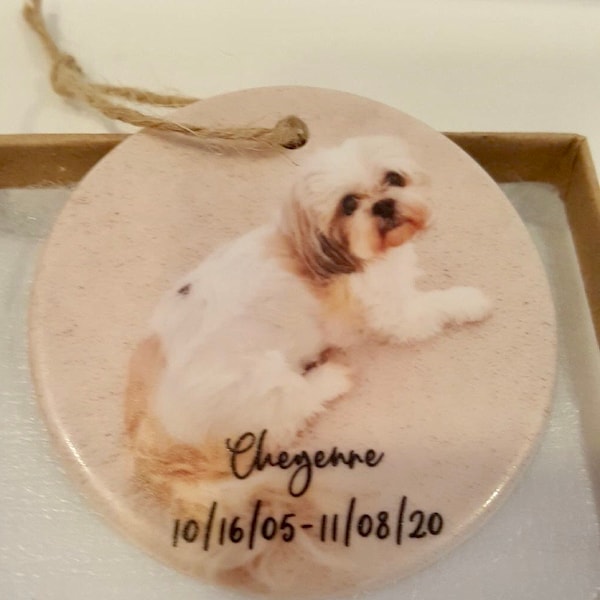 Pet Memorial Ceramic Photo Ornament | Pet Loss Gift | Rainbow Bridge ...