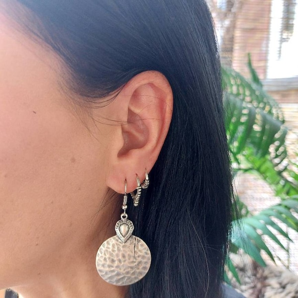 Round Hammered Silver Accent Charm