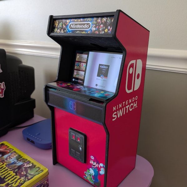 Nintendo Switch Stand Arcade Cabinet With Backlit Marquee Storage ...