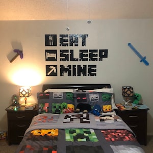 Eat Sleep Mine Decal Inspired Minecraft Personalized 3D - Etsy