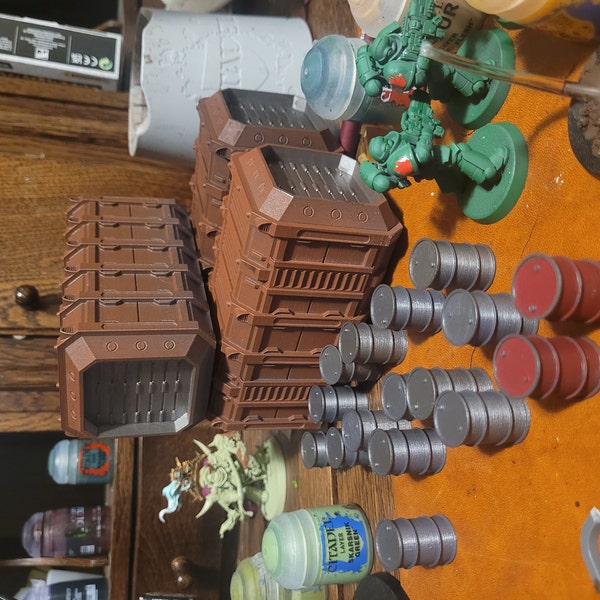 3D Printed Terrain: Cargo Containers, Crates and Drums for 40k or 28 Mm ...