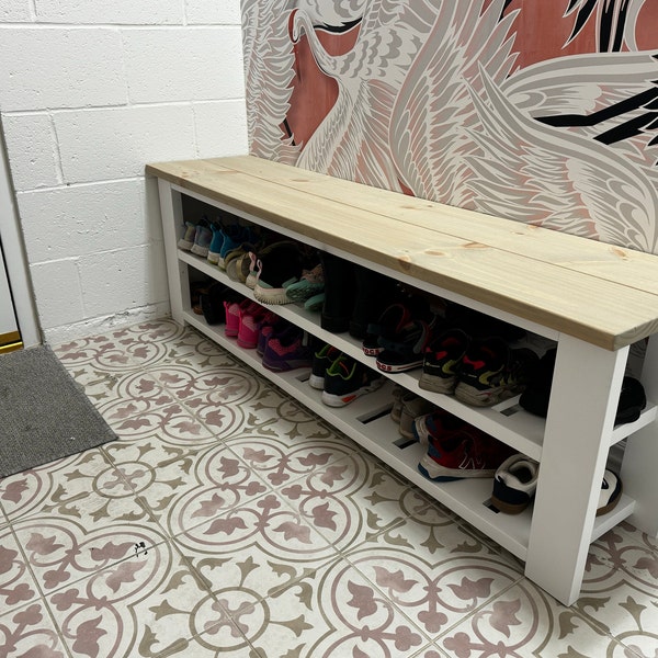 Rustic Shoe Storage Bench for Entryway