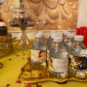 Beauty and the Beast Water Bottle Label Princess Belle Water ...