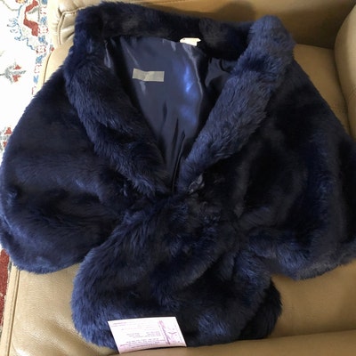 Wedding Fur Shrug Navy Blue Fur Cape Faux Fur Wrap Bridal - Etsy