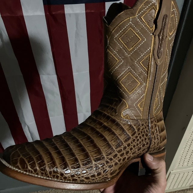Bottes Cowboy Homme En Cuir Crocodile Taille 45 | Style Santiague Vintage | Occasion Très Bon État