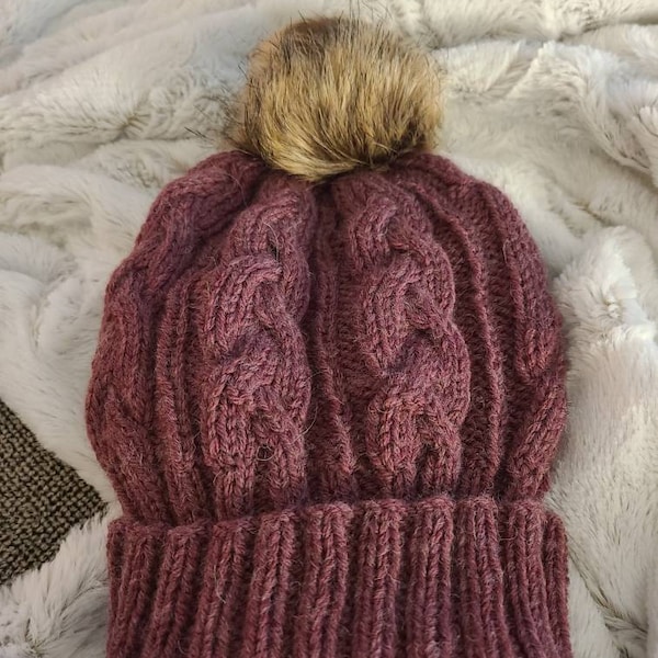 Hat KNITTING PATTERN - Cable Knit Beanie Pattern, Classic Aran Cable ...