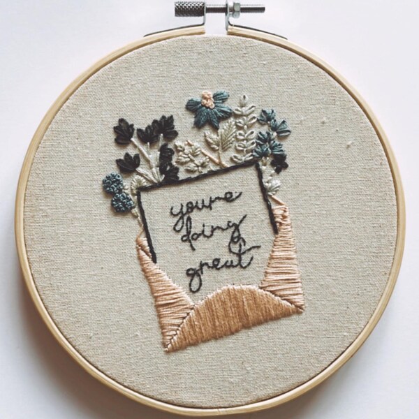 You're Doing Great || Embroidery Hoop Art PDF Pattern With Instructions ...