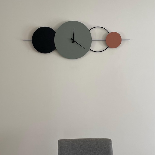 Large Geometric Metal Wall Clock (hangable Horizontally or Vertically ...