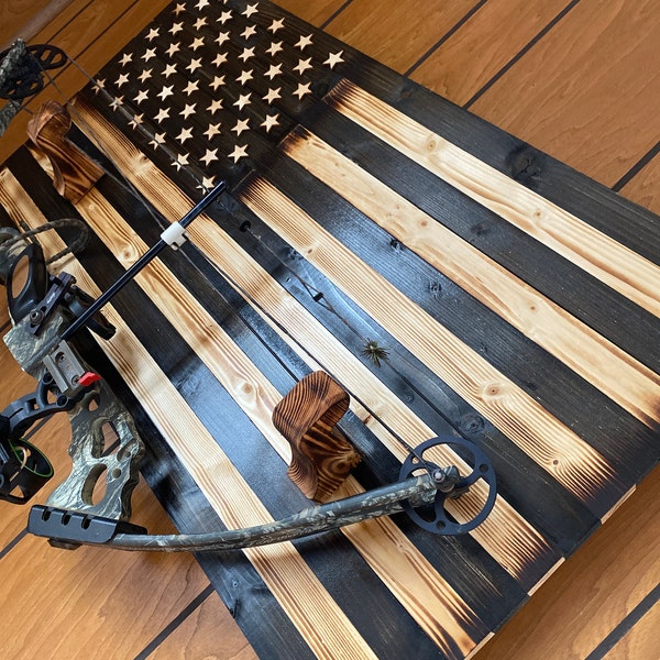 36”x20” Subdued Rustic American Flag Gun Rack Bow Rack Gifts for ...