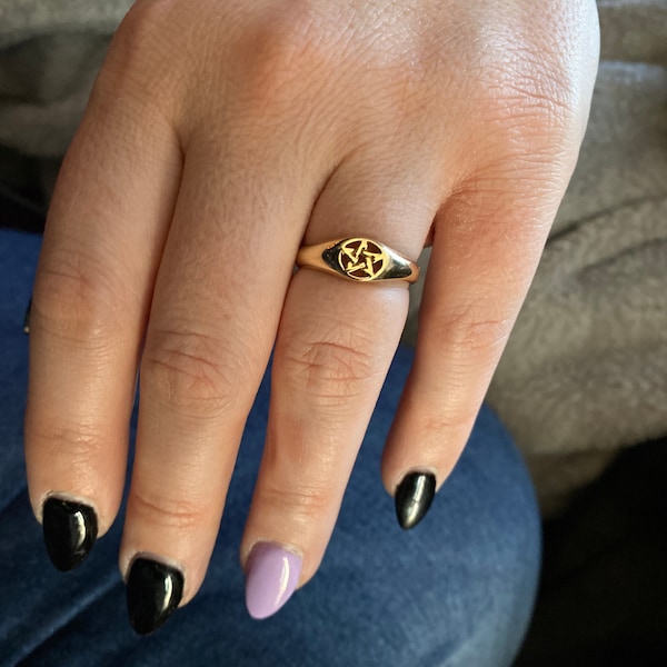 Gold Ripentagram Ring Gold Pentagram Ring, Solid 9k Gold,small Dainty Ring, Pinkie, Pentagram ...