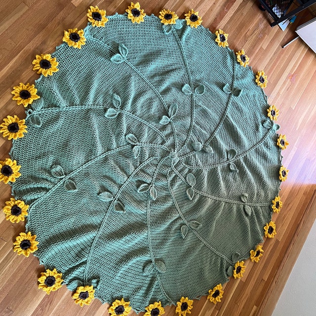 ひまわりブーケブランケット™（ひざ掛けサイズ）〜かぎ針編みPDF