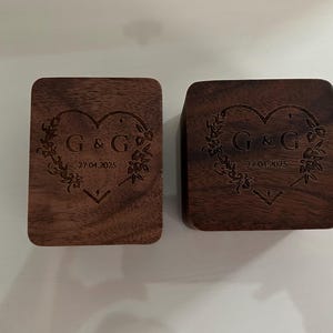 Personalized Engraving Wooden Ring Box, Proposal Engagement Ring Box with Name, Wedding Ring Bearer, Anniversary Gift, Engrave Ring Box