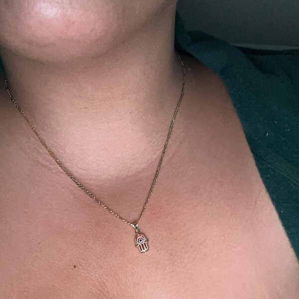 thumbnail image 2 of Trust Jewelry 14K Tri-Color Gold Cross Rosary Chain Necklace - 18 Inch Singapore Chain 2 of 6