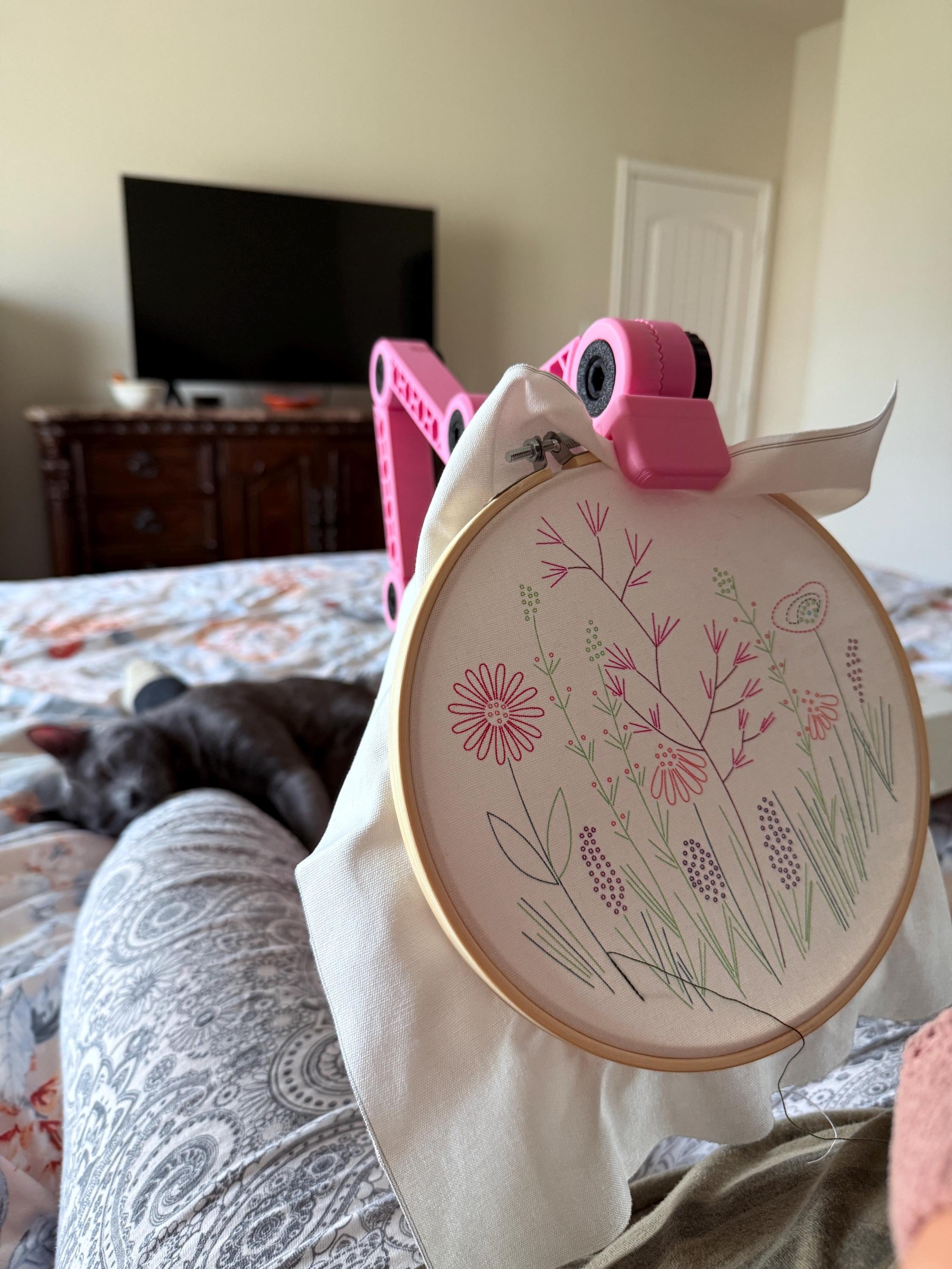 Adjustable Embroidery Stand with Organizer - Cross Stitch Frame for Table or Floor – Made in USA