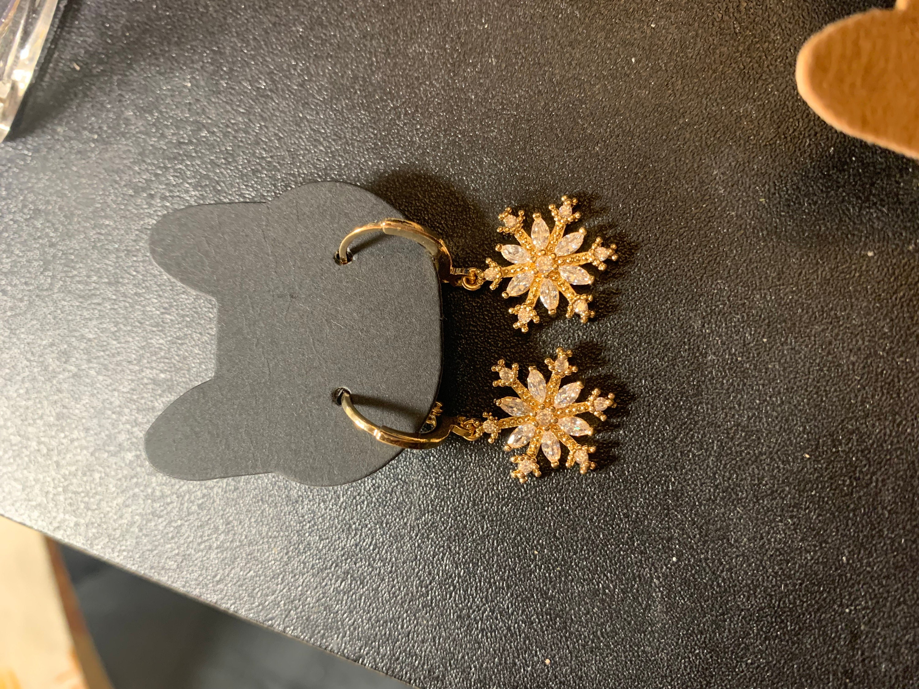 Dainty Snowflake Dangle Earrings